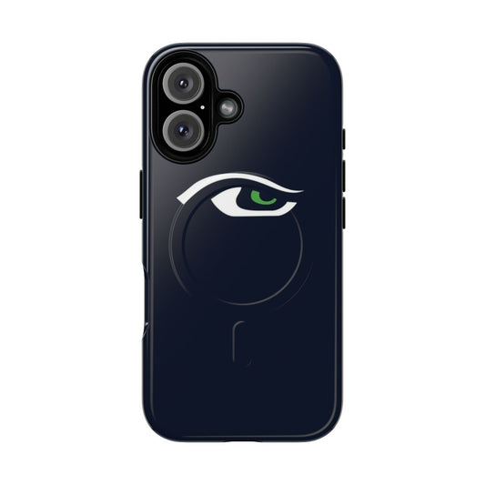 A durable phone case with a Seattle-inspired logo design.