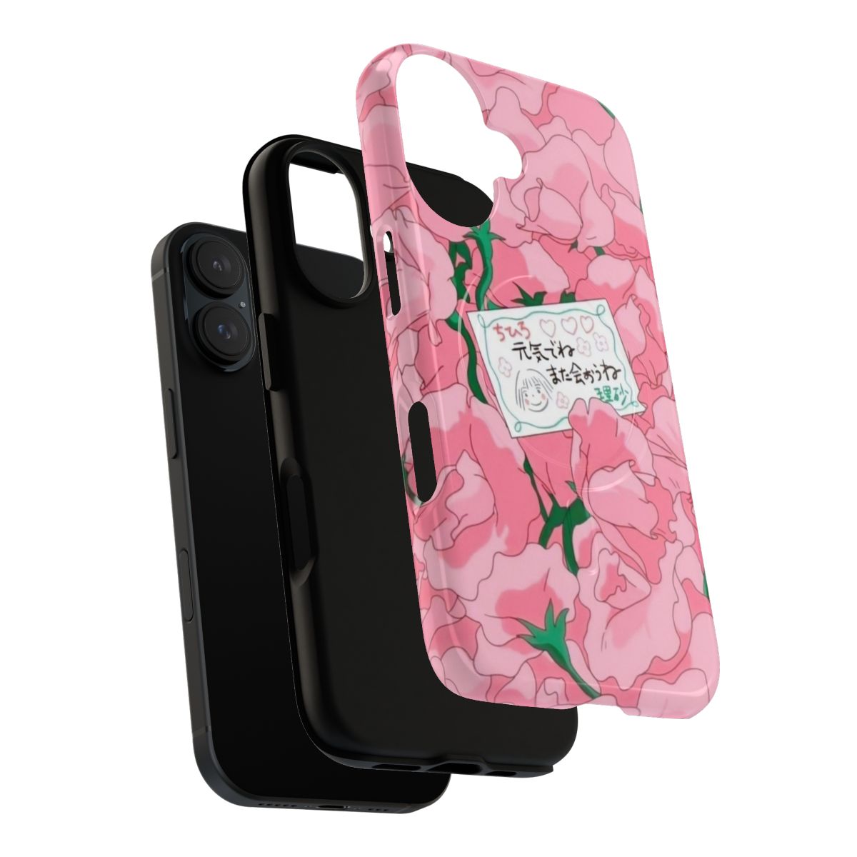 Spirited Away inspired pink flower phone case with magnetic tough design - Layers