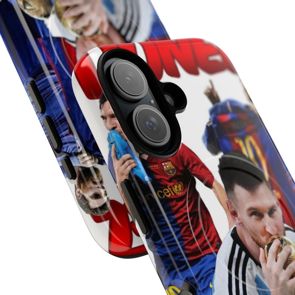 Lionel Messi inspired magnetic tough phone case featuring the soccer legend - Detail