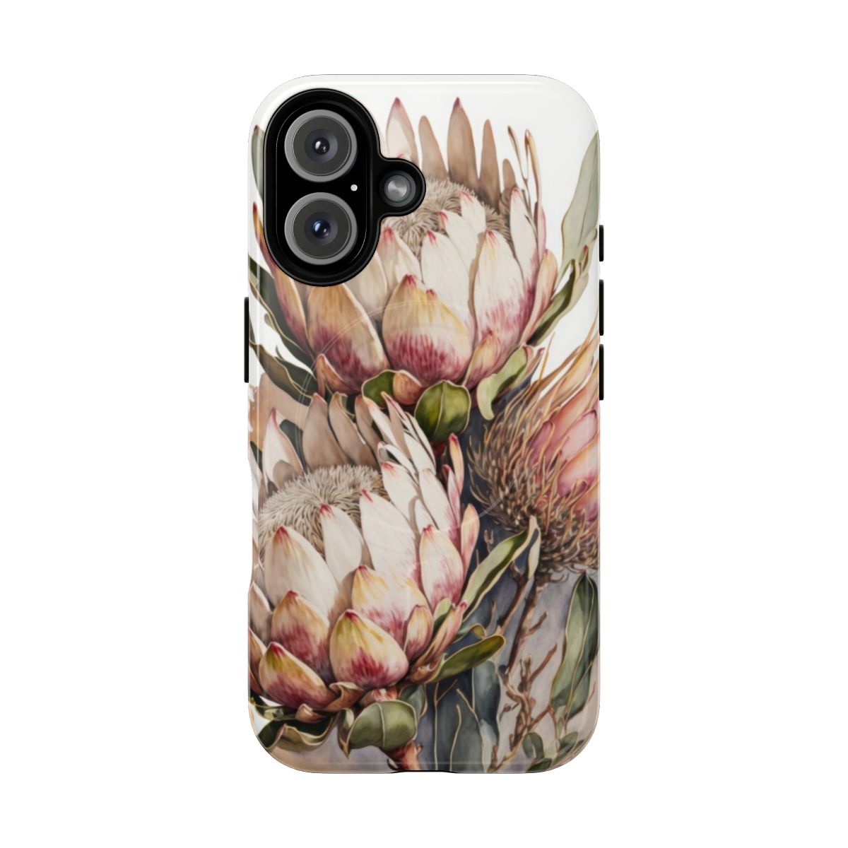 Protea flowers in a phone case design