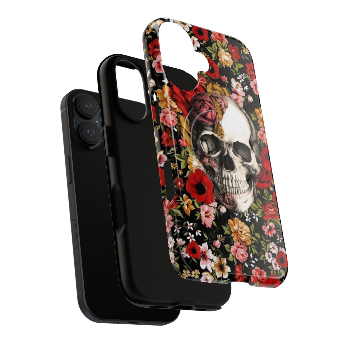 A vibrant floral skull pattern phone case - Layers