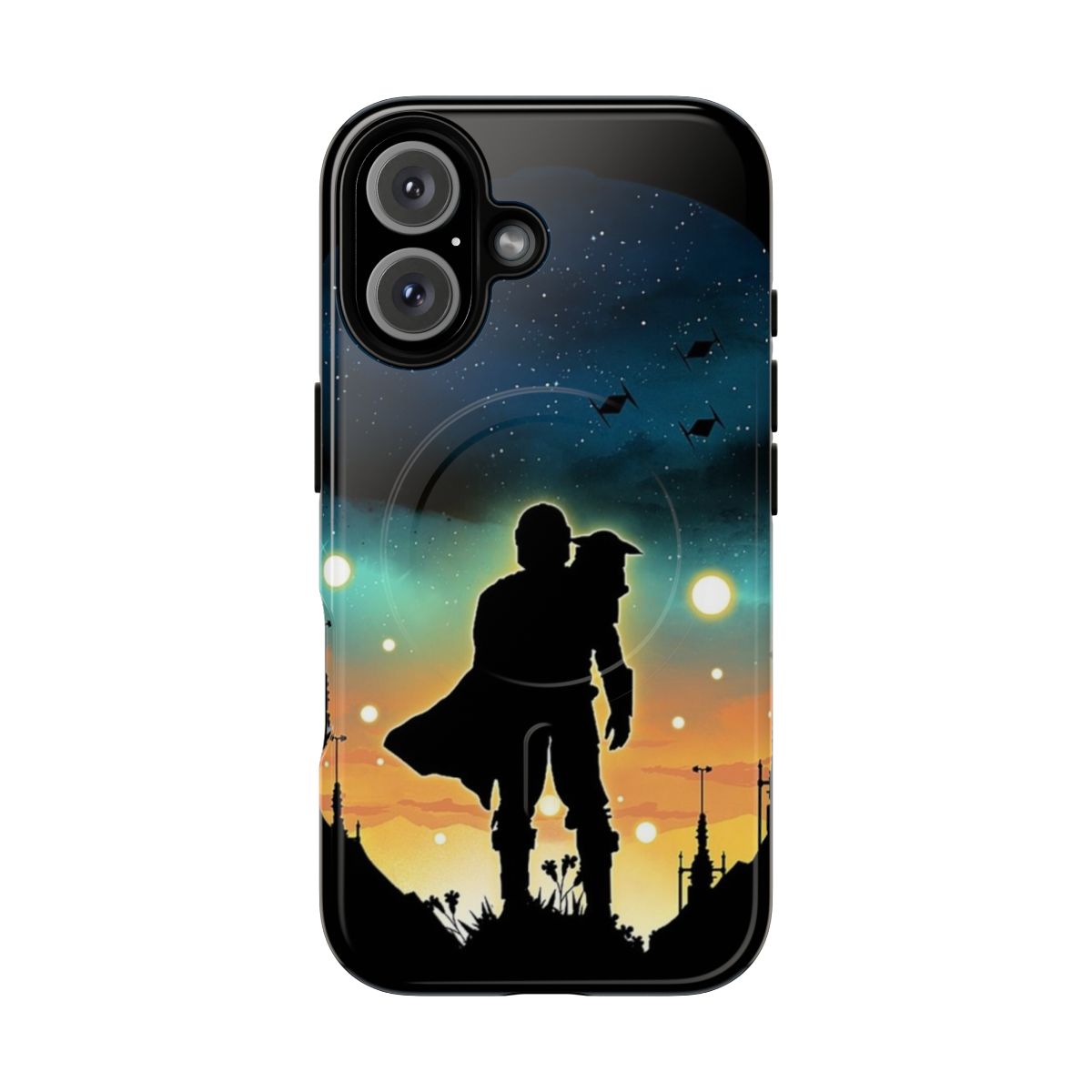 Magnetic phone case featuring Mandalorian and Star Wars inspired designs