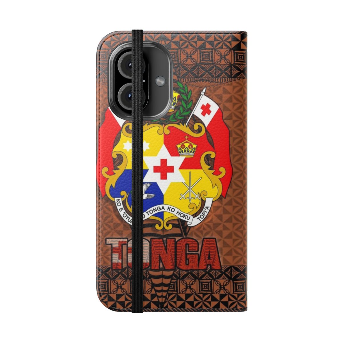 Polynesian-inspired Tonga phone case featuring vibrant Tongan designs - Folded Front