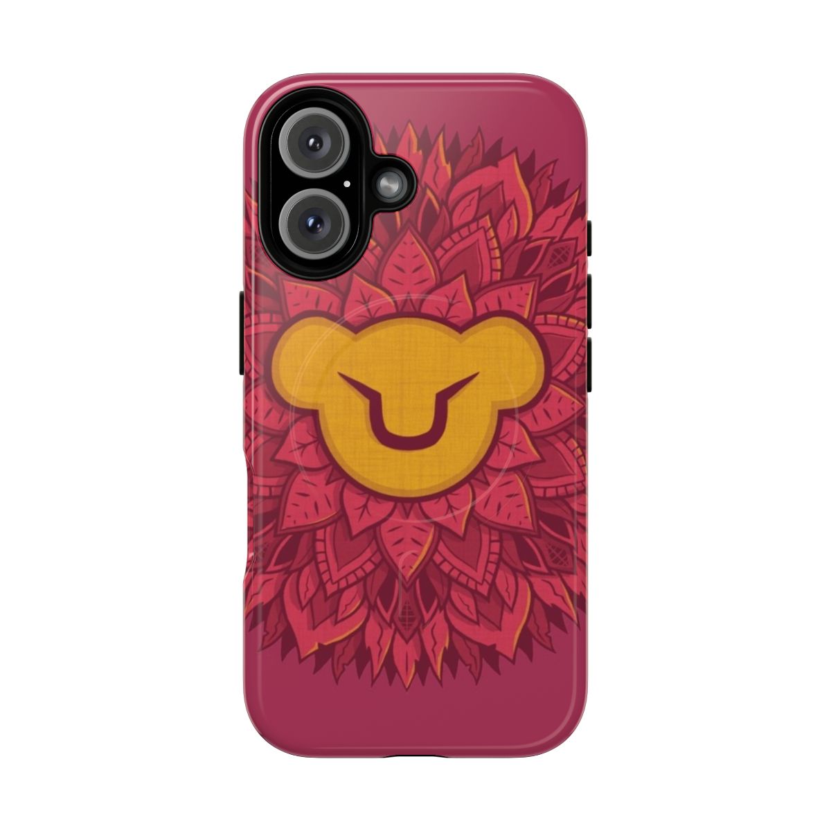 Leaf design magnetic tough phone case with lion king mane inspired pattern