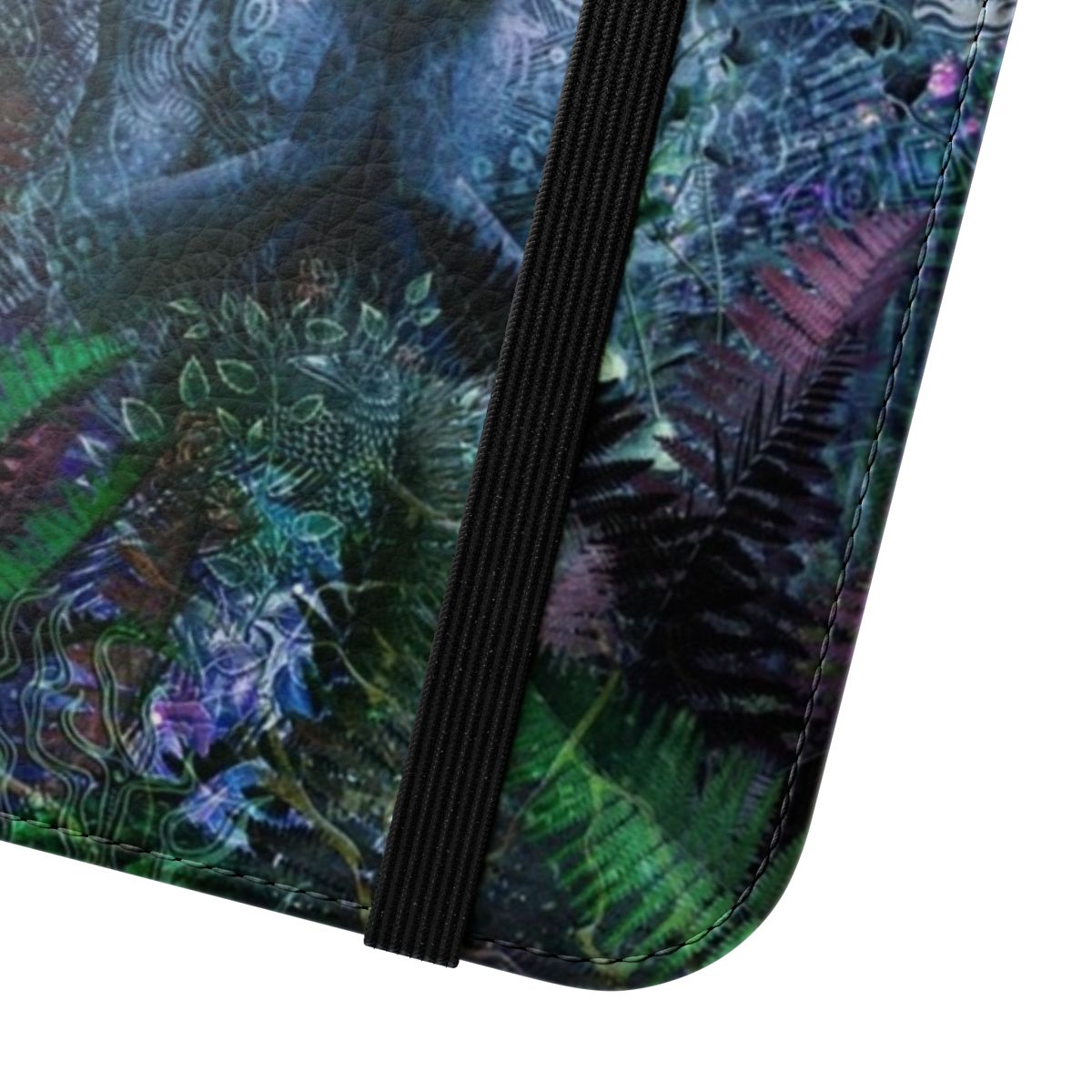 Artistic flip cover phone case featuring a surreal, visionary design of the earth and sky. - Close Up