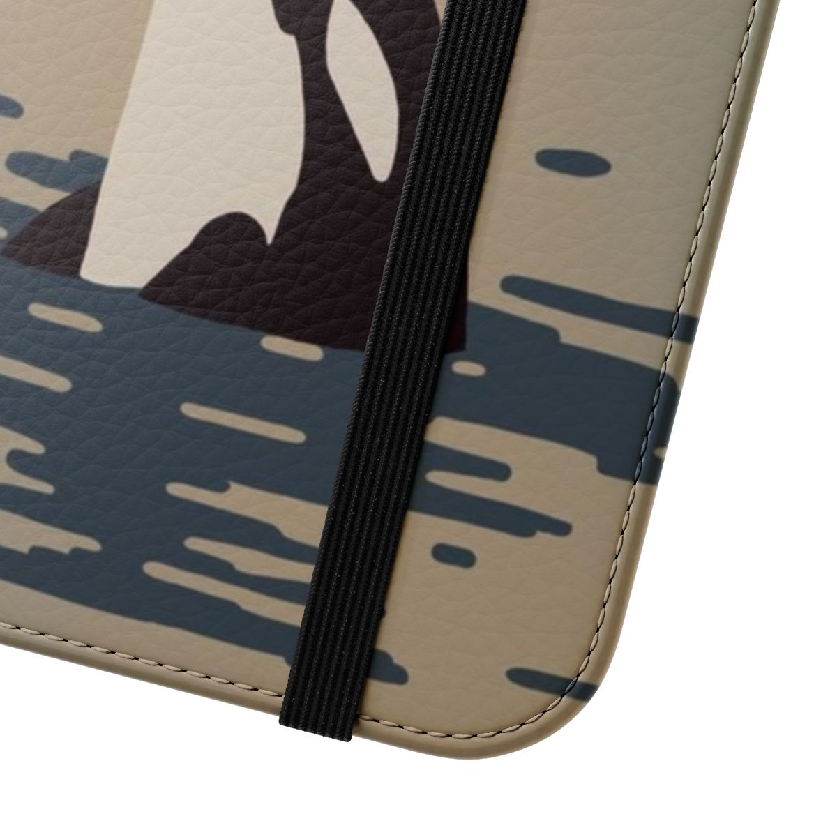 Killer whale Orca design on a smartphone flip cover case - Close Up