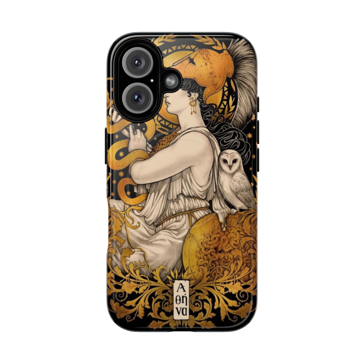 Magnetic phone case featuring Greek goddess Pallas Athena with art nouveau design