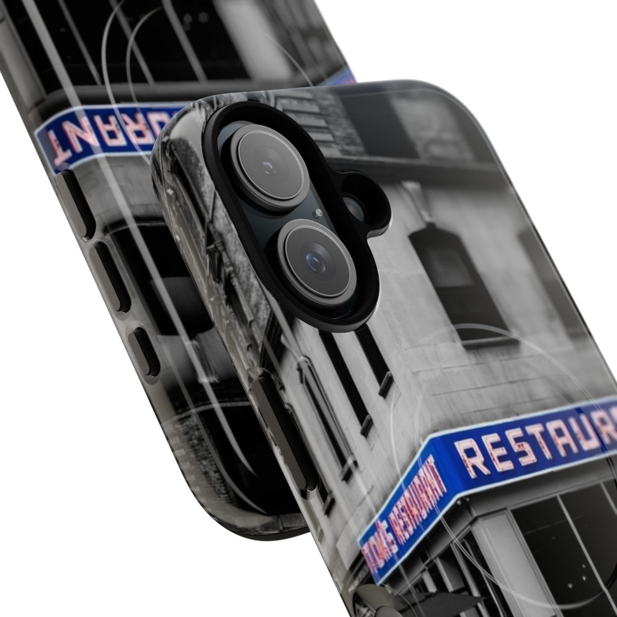 Magnetic tough phone case with Tom's Restaurant from Seinfeld design - Detail