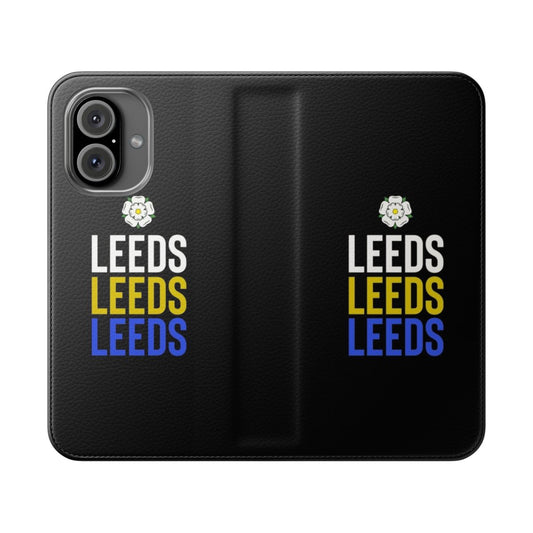 Sleek flip cover phone case featuring the Leeds football club crest and colors