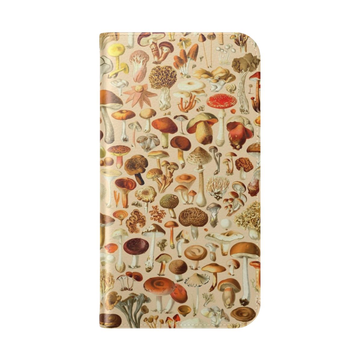 Vintage-style mushroom illustrations on a protective phone case cover - Folded Back