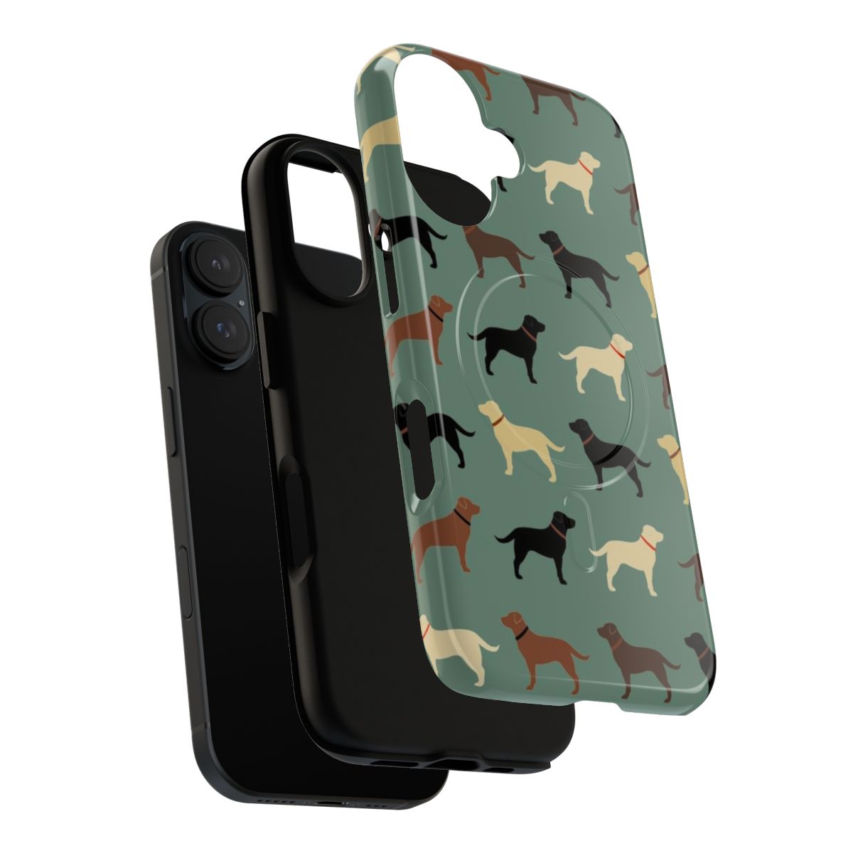 Labrador Retriever Dog Silhouette Pattern Phone Case featuring Chocolate, Yellow, Red, and Black Labs - Layers