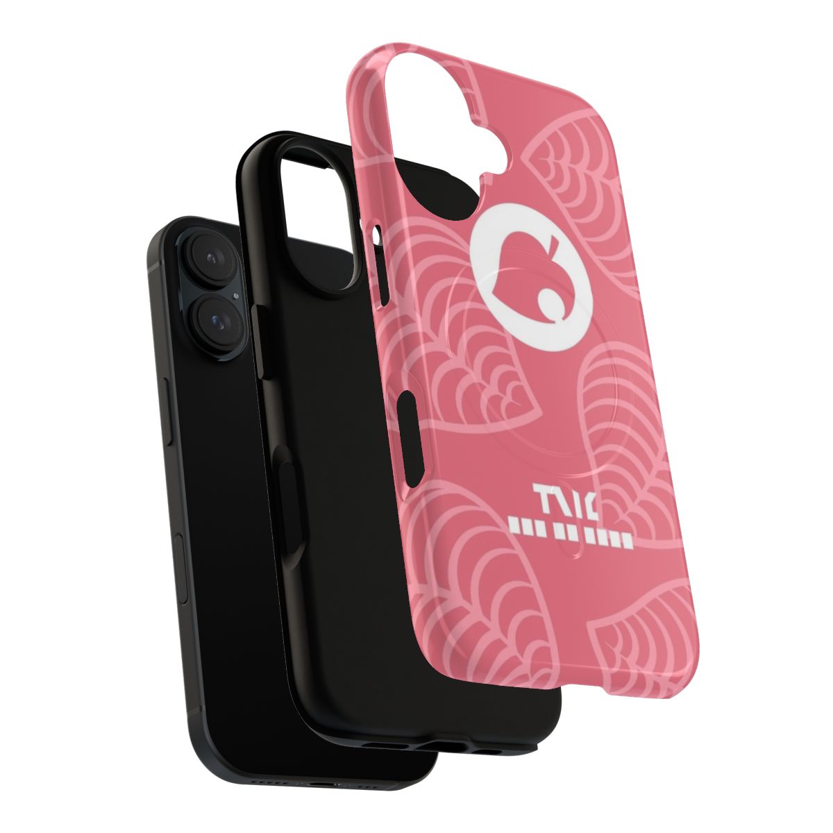 A tough, pink phone case with an Animal Crossing-inspired design. - Layers