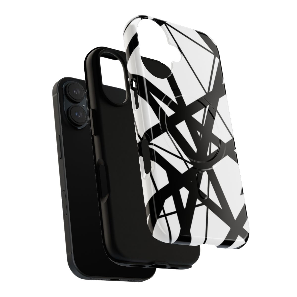 Black and white striped phone case with EVH-inspired design - Layers