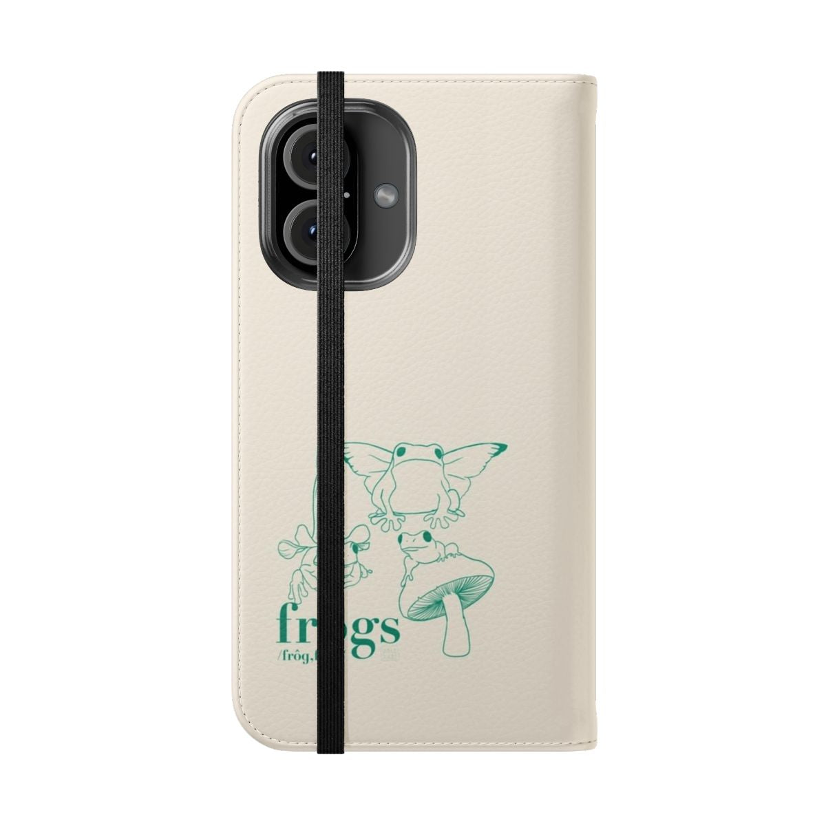 A vibrant green frog phone case with a nature-inspired design. - Folded Front