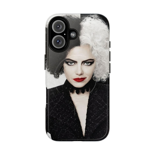 Magnetic tough phone case with Cruella design