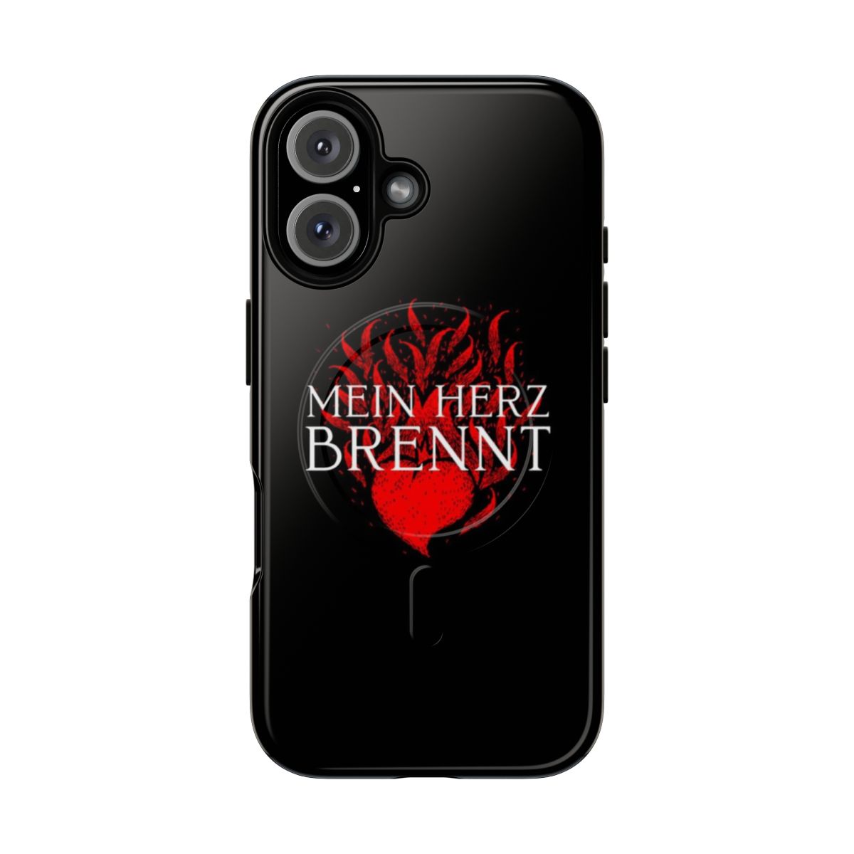 Magnetic tough phone case with "Mein Herz Brennt" design, perfect for Rammstein fans.