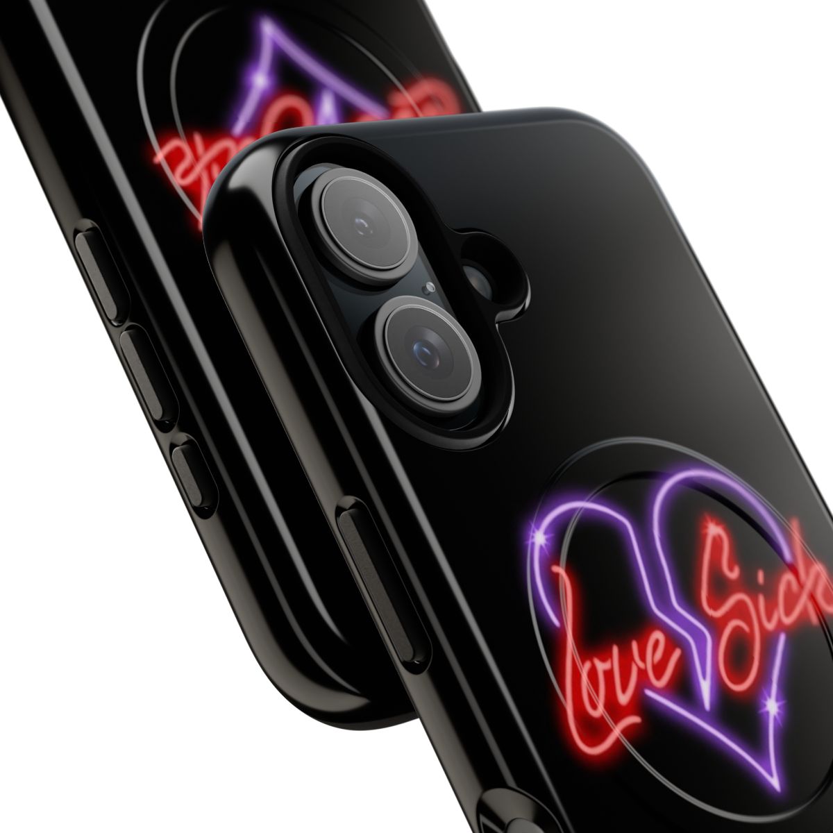 Magnetic phone case featuring a heart design inspired by Don Toliver's "Lovesick" album - Detail