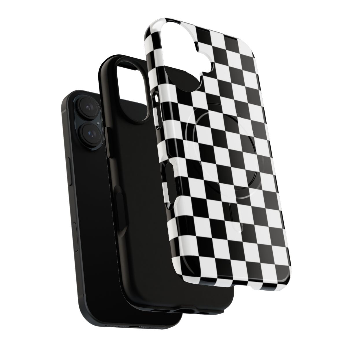 Checkered black and white phone case with a minimalist, trendy design - Layers