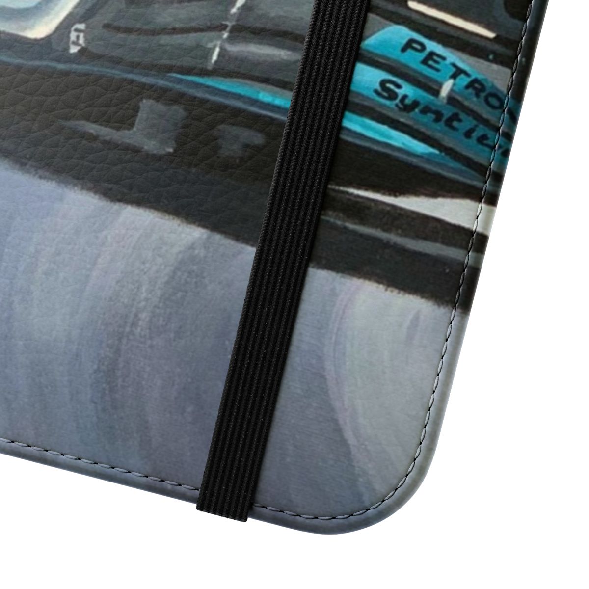 Formula One Flip Cover Phone Case with Lewis Hamilton Inspired Design - Close Up