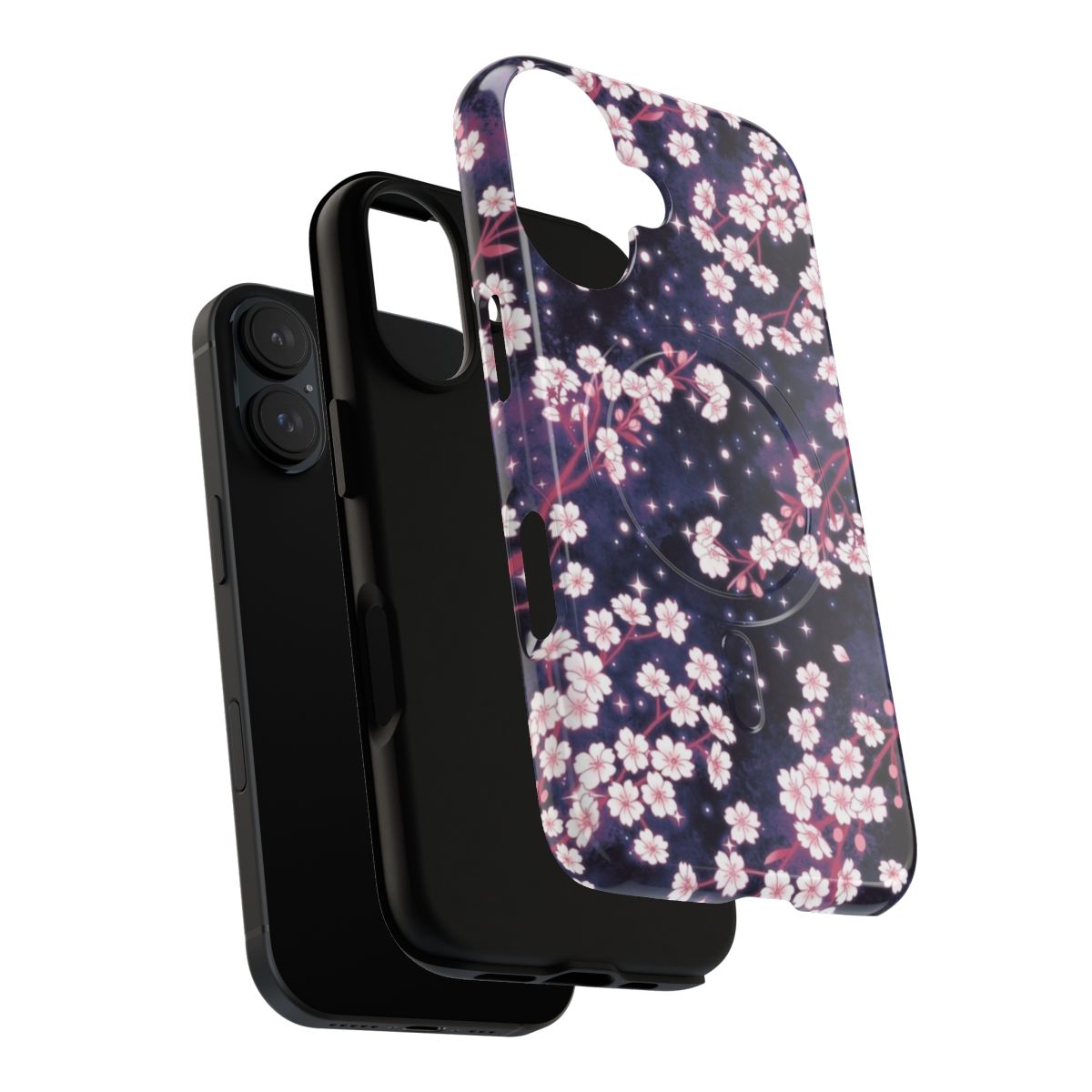 Elegant sakura galaxy pattern on a protective magnetic phone case - Layers