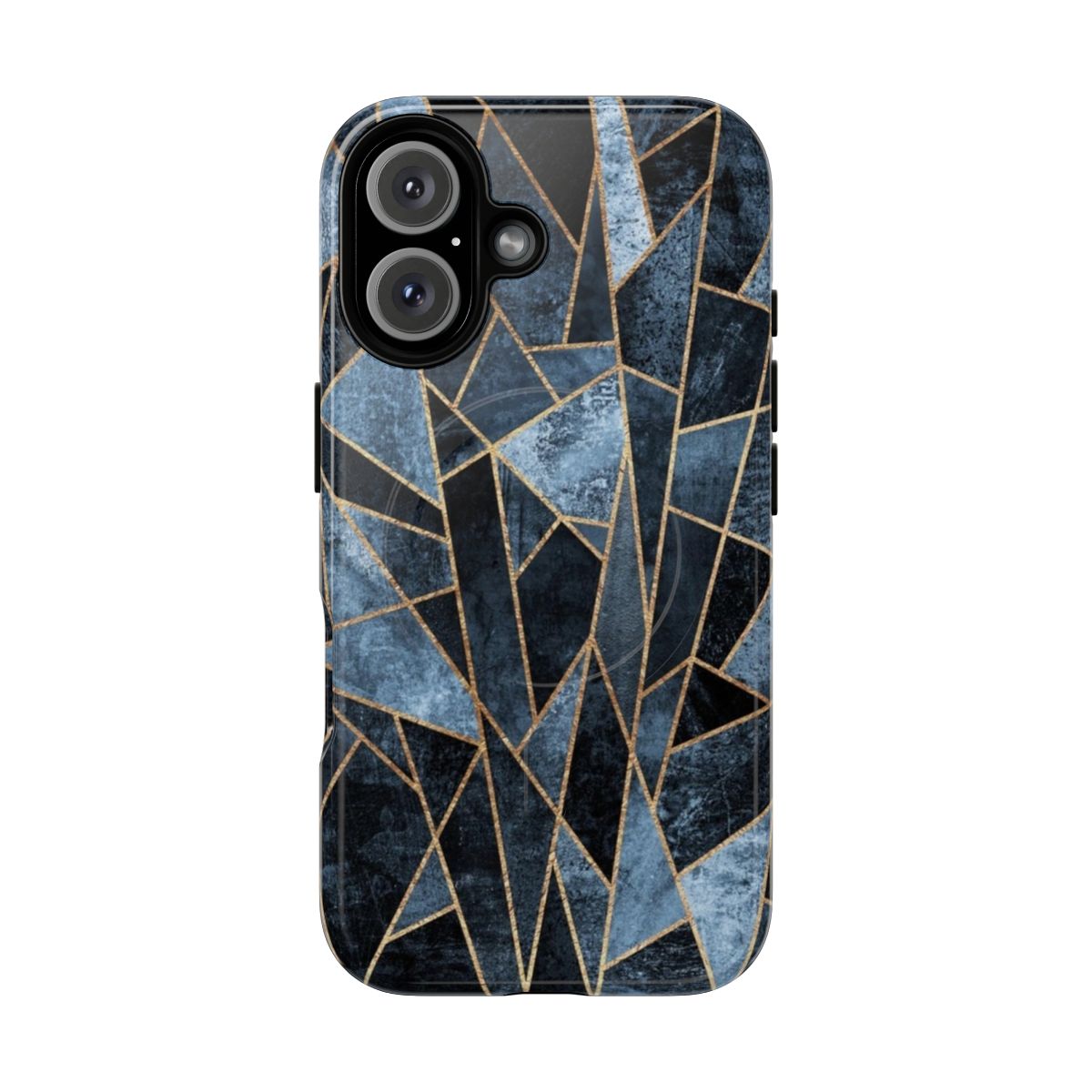 Shattered Soft Dark Blue Magnetic Phone Case with Geometric Design