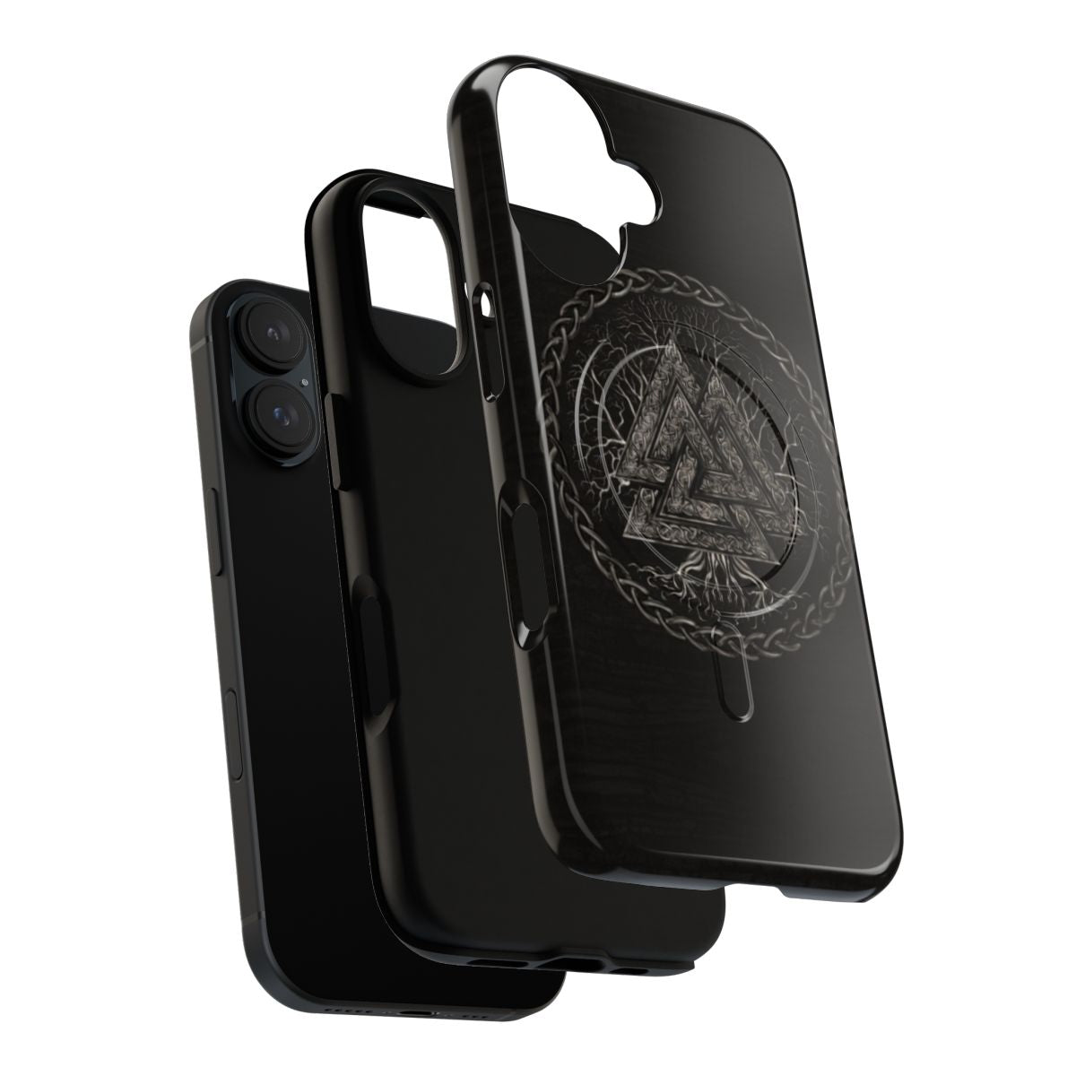 Valknut and Yggdrasil design on a tough, magnetic phone case - Layers