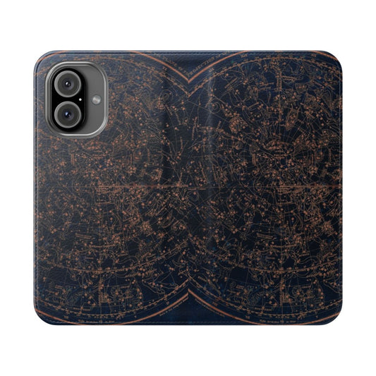 Flip cover phone case featuring constellations of the northern night sky