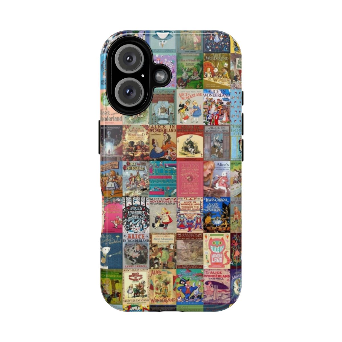 Alice in Wonderland-themed magnetic tough phone case with Cheshire Cat and Queen of Hearts designs