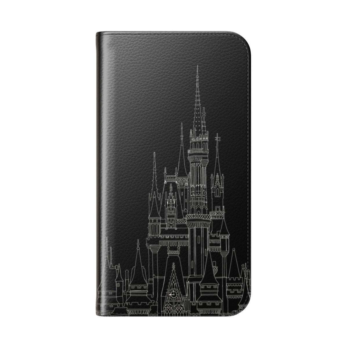 Cinderella's castle-themed phone case with a flip cover design - Folded Back