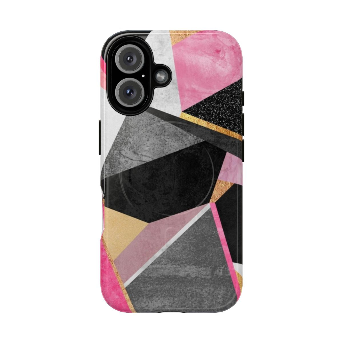 Pink and white geometric pattern phone case