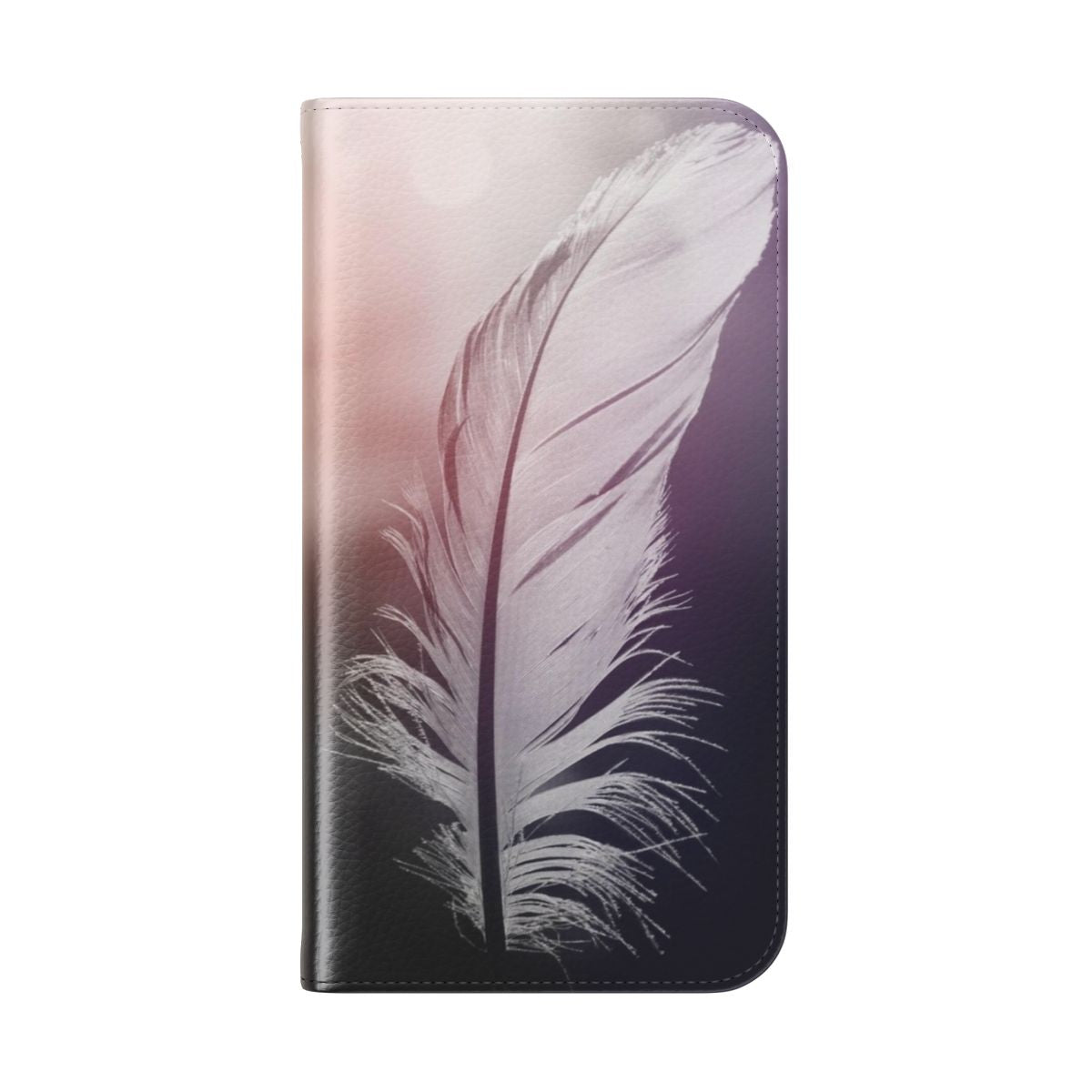 Pastel-colored feather design on a flip phone cover case - Folded Back