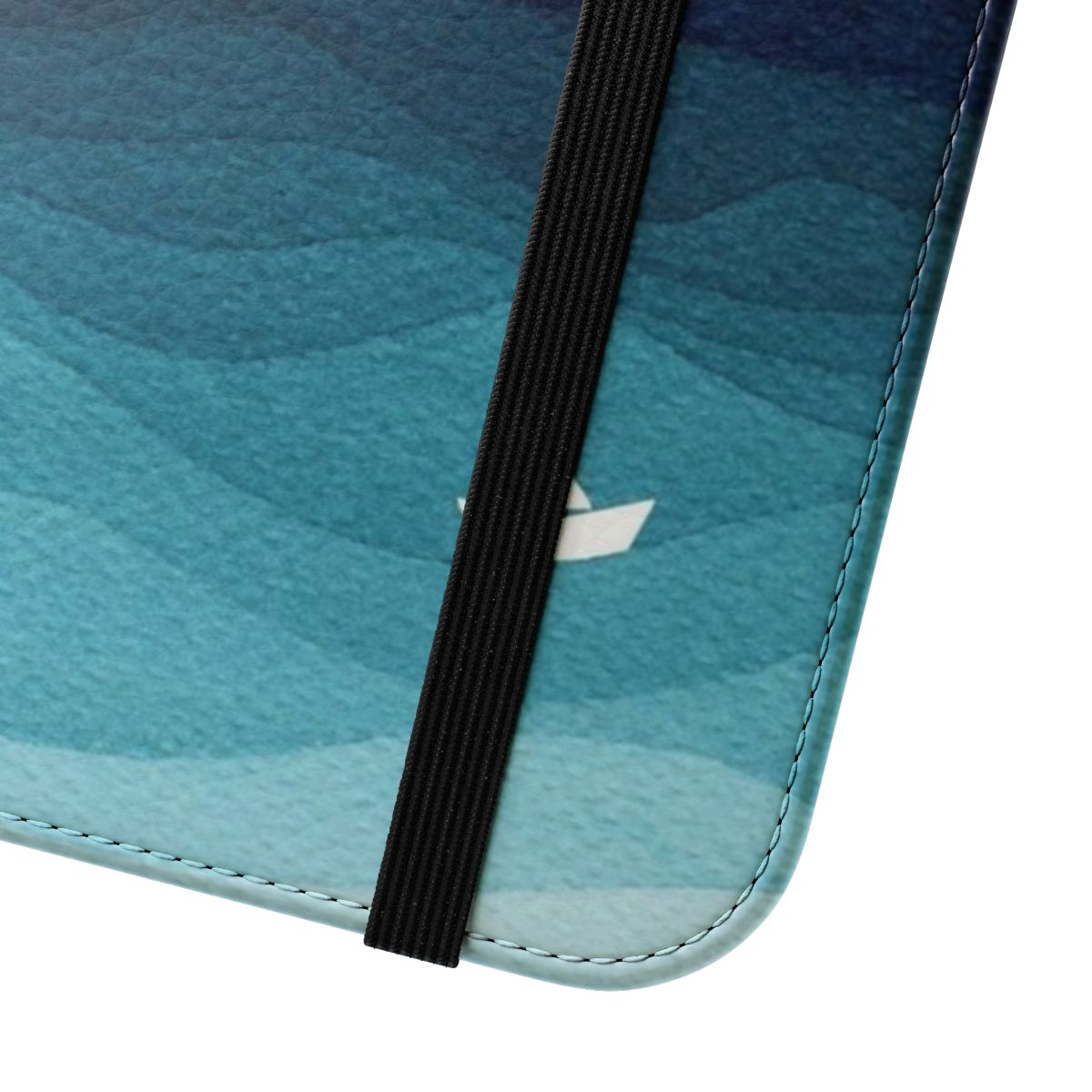 Teal ocean and star print flip cover phone case - Close Up