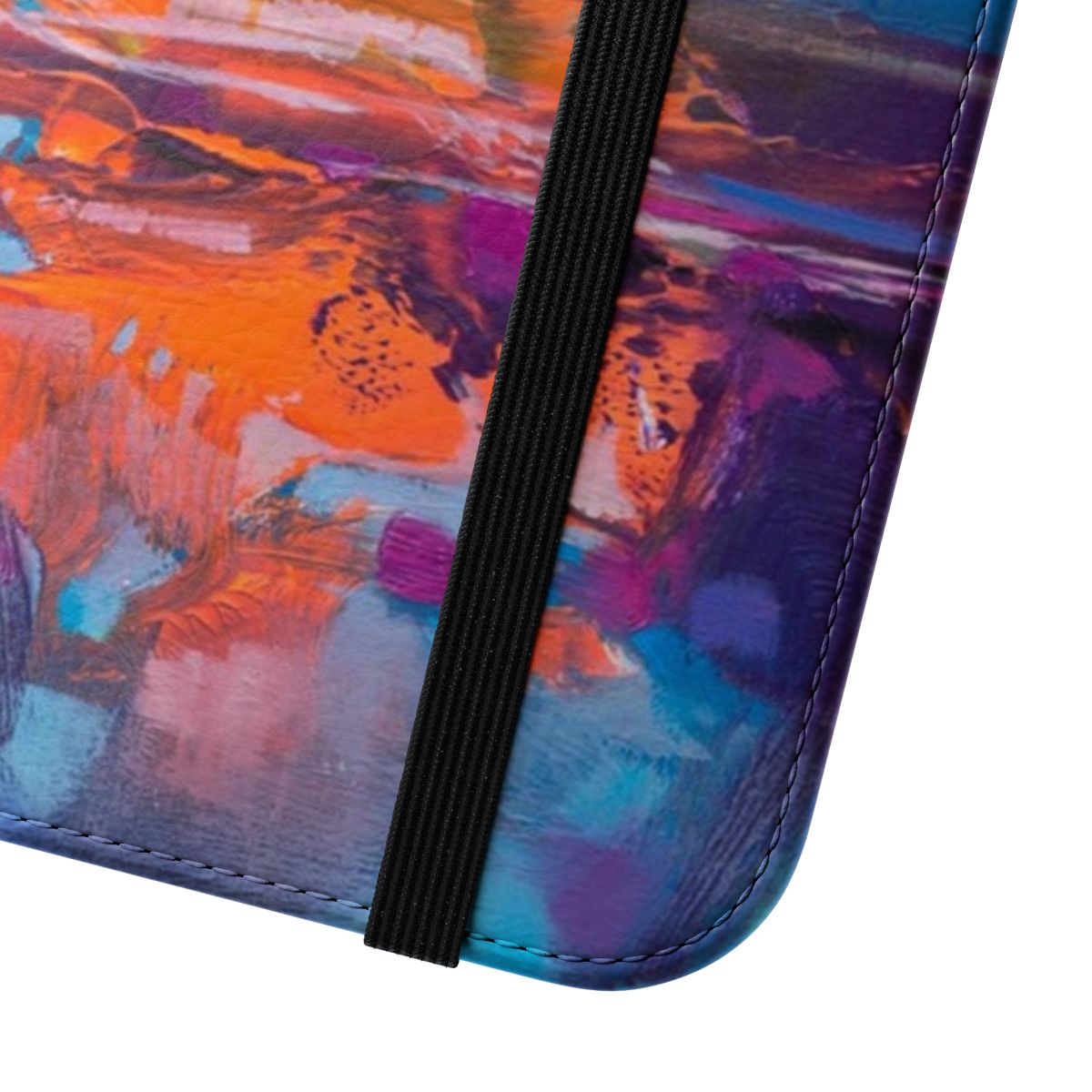 Vibrant and colorful phone case featuring a Scottish landscape with atmospheric clouds and a vibrant sky, evoking a sense of optimistic hope. - Close Up