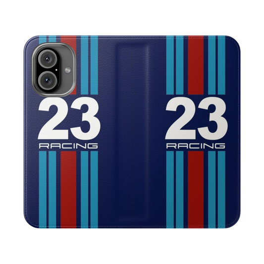 Retro racing colors phone case with classic car inspired design