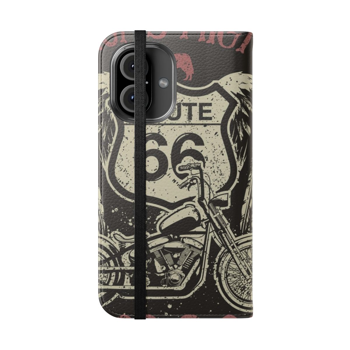 Vintage-inspired Route 66 phone case with proud American graphics - Folded Front