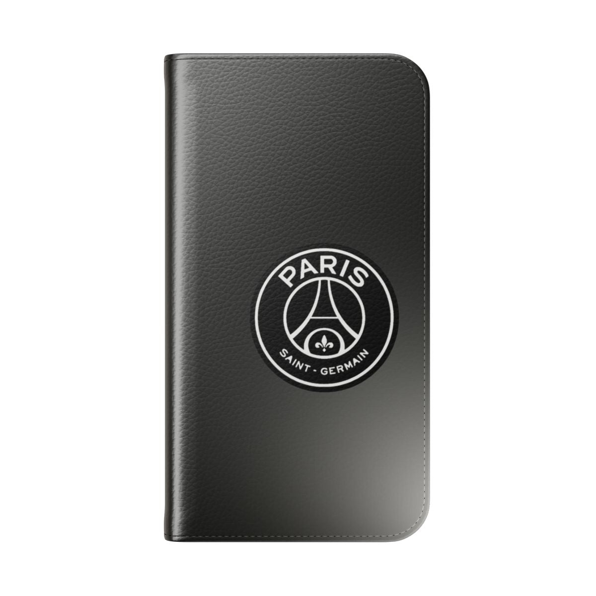 Black and white flip cover phone case inspired by Paris Saint-Germain football club - Folded Back