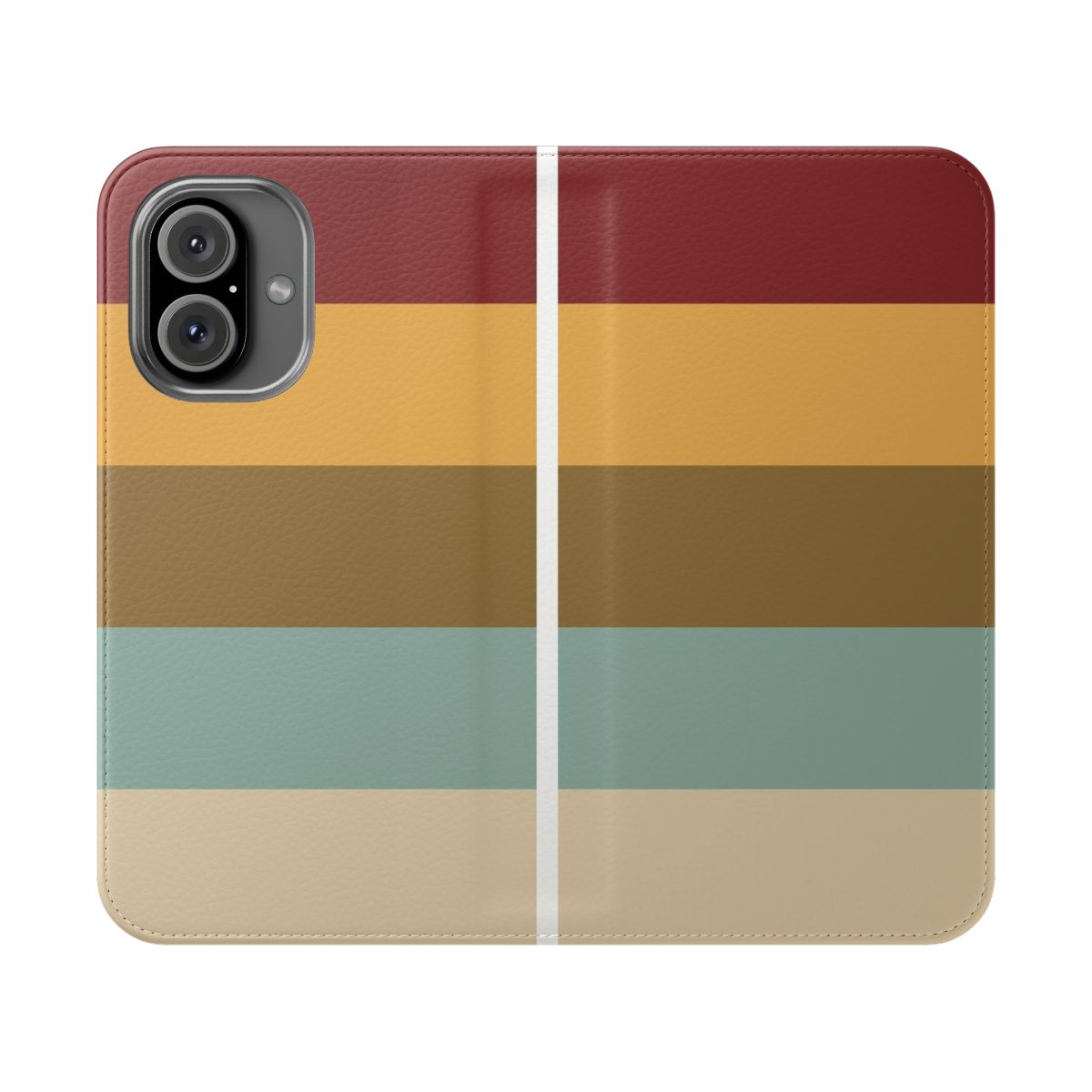 Flip cover phone case with a Wes Anderson movie palette color scheme inspired by Moonrise Kingdom.