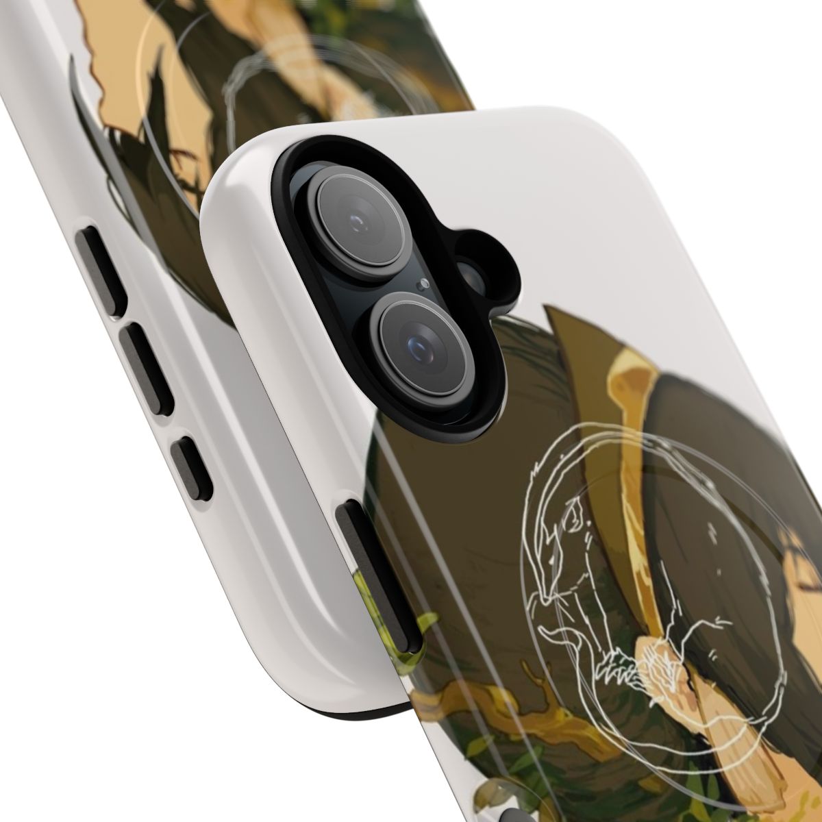 Toph Beifong-inspired magnetic tough phone case with earthbender and badger mole design - Detail