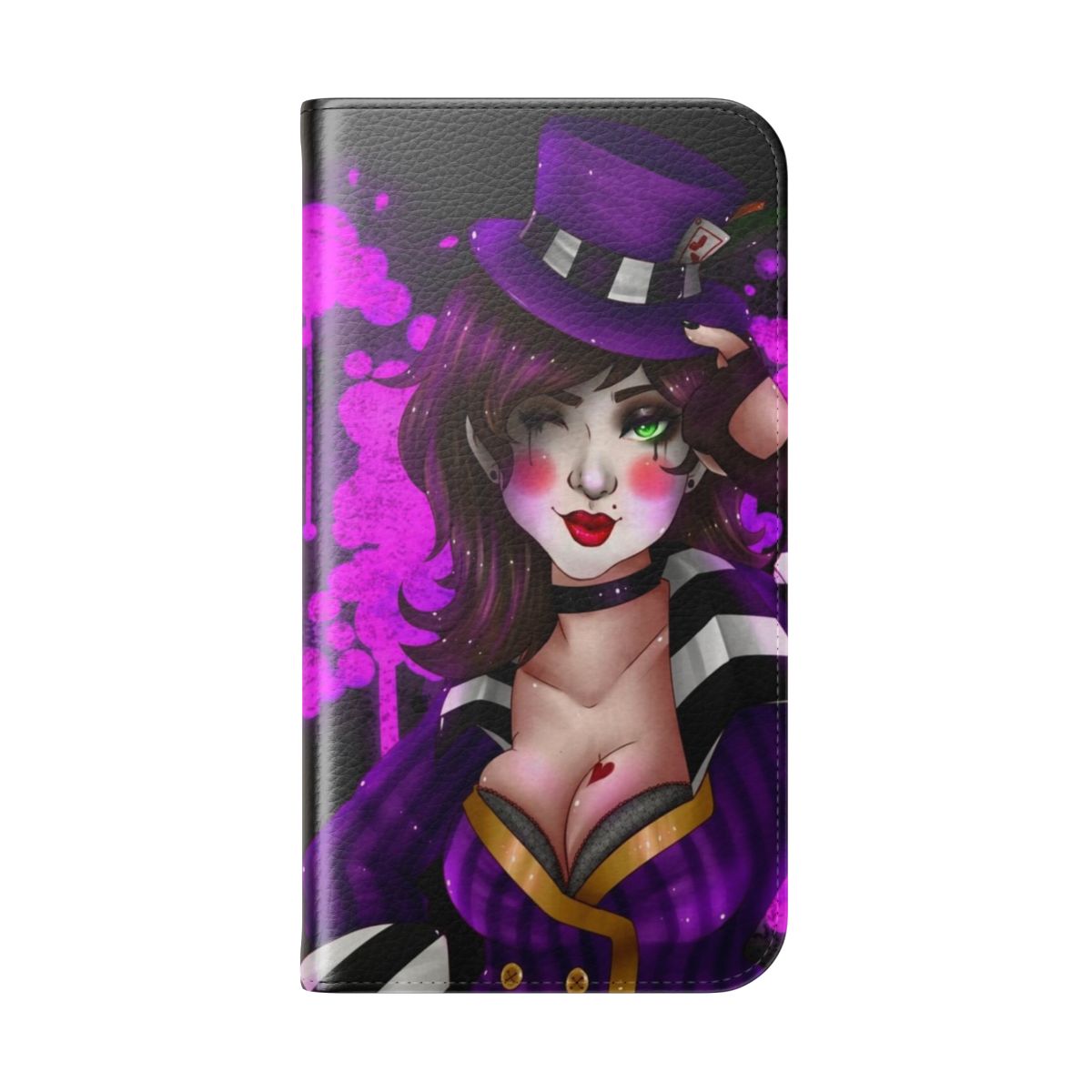 Miss Moxxi inspired phone case cover in purple and black color - Folded Back