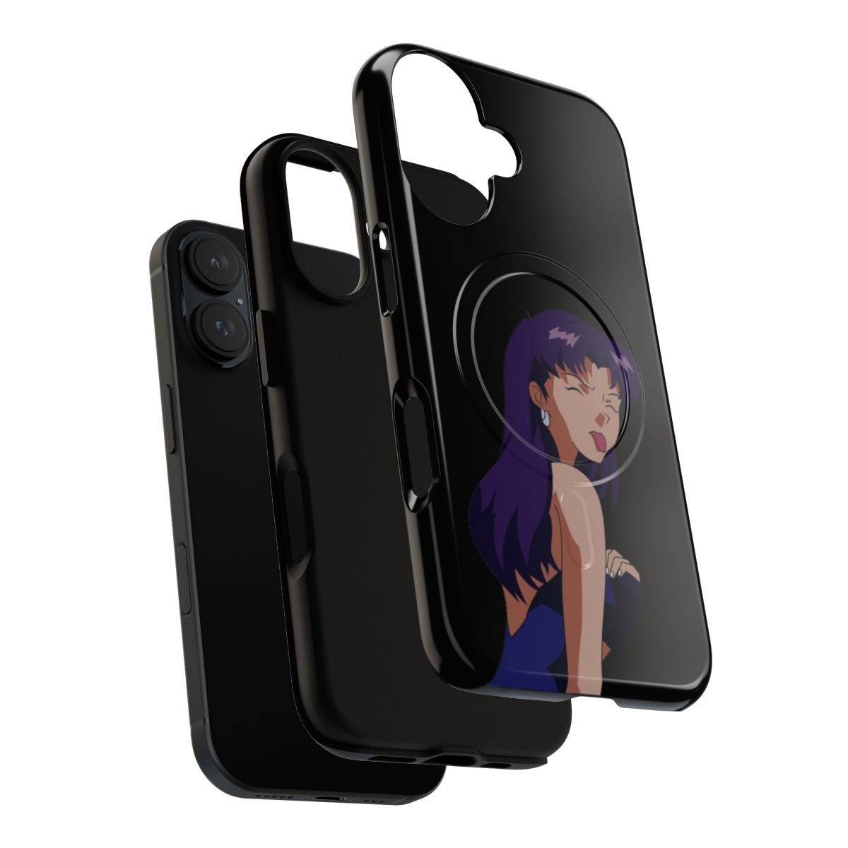 Evangelion-inspired phone case with Misato sticking out her tongue - Layers