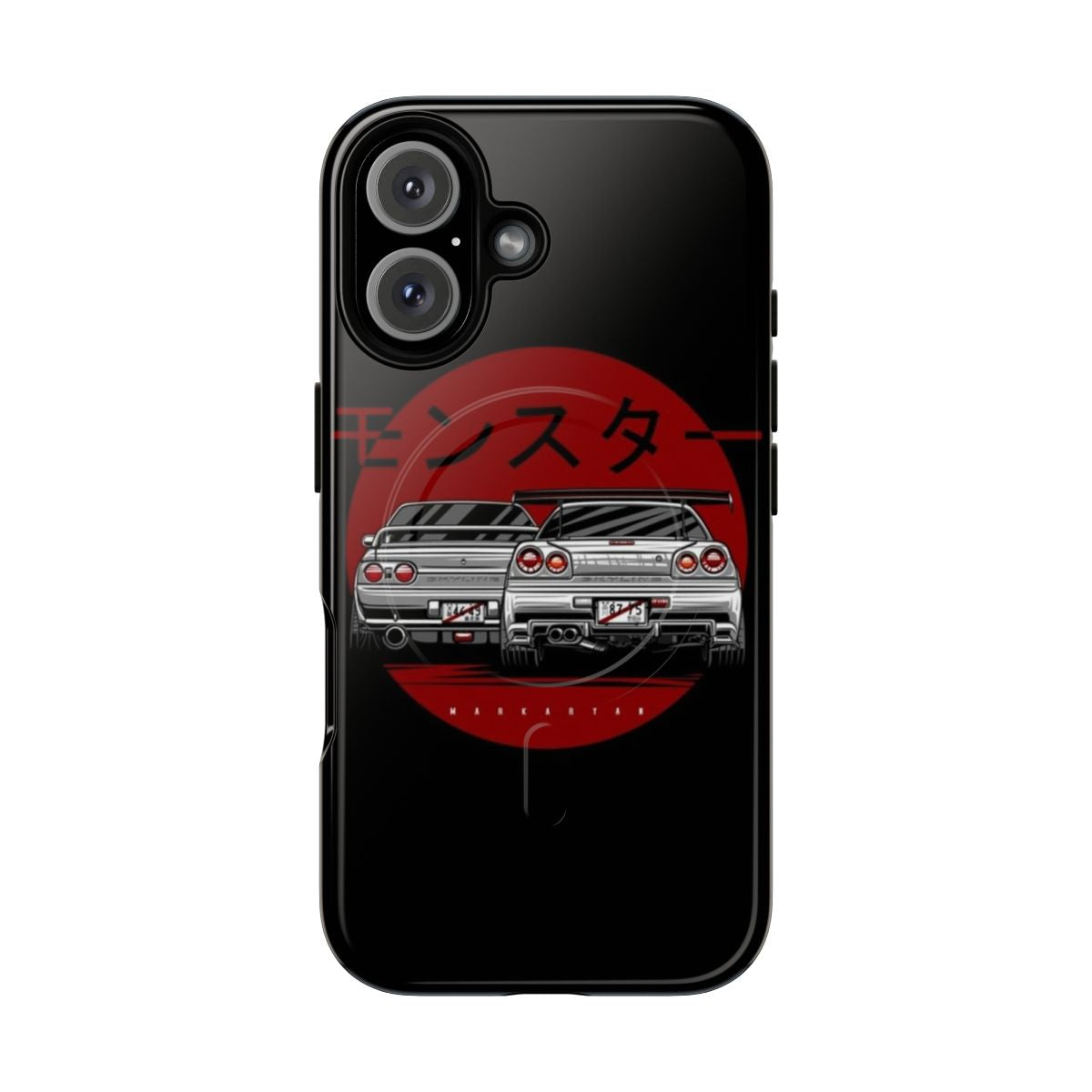 Stylish magnetic phone case with Skyline GTR R34 and R32 design for car enthusiasts