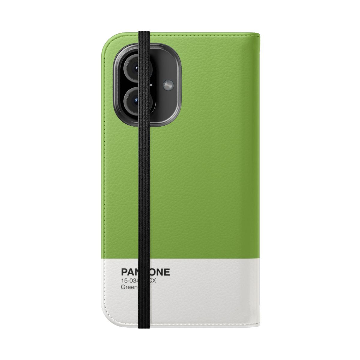 Pantone Flip Cover Phone Case in Vibrant Greenery Color - Folded Front