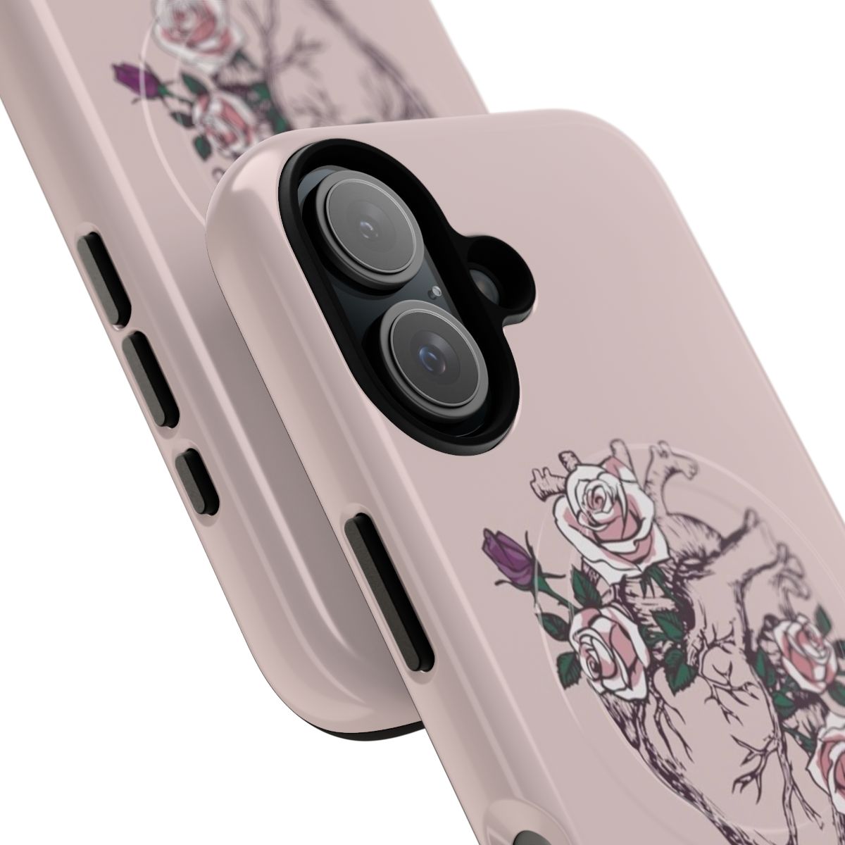 Anatomical floral heart phone case with flowers and roses - Detail