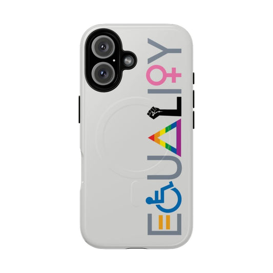 Inclusive magnetic tough phone case with LGBTQ+, BLM, and feminist designs