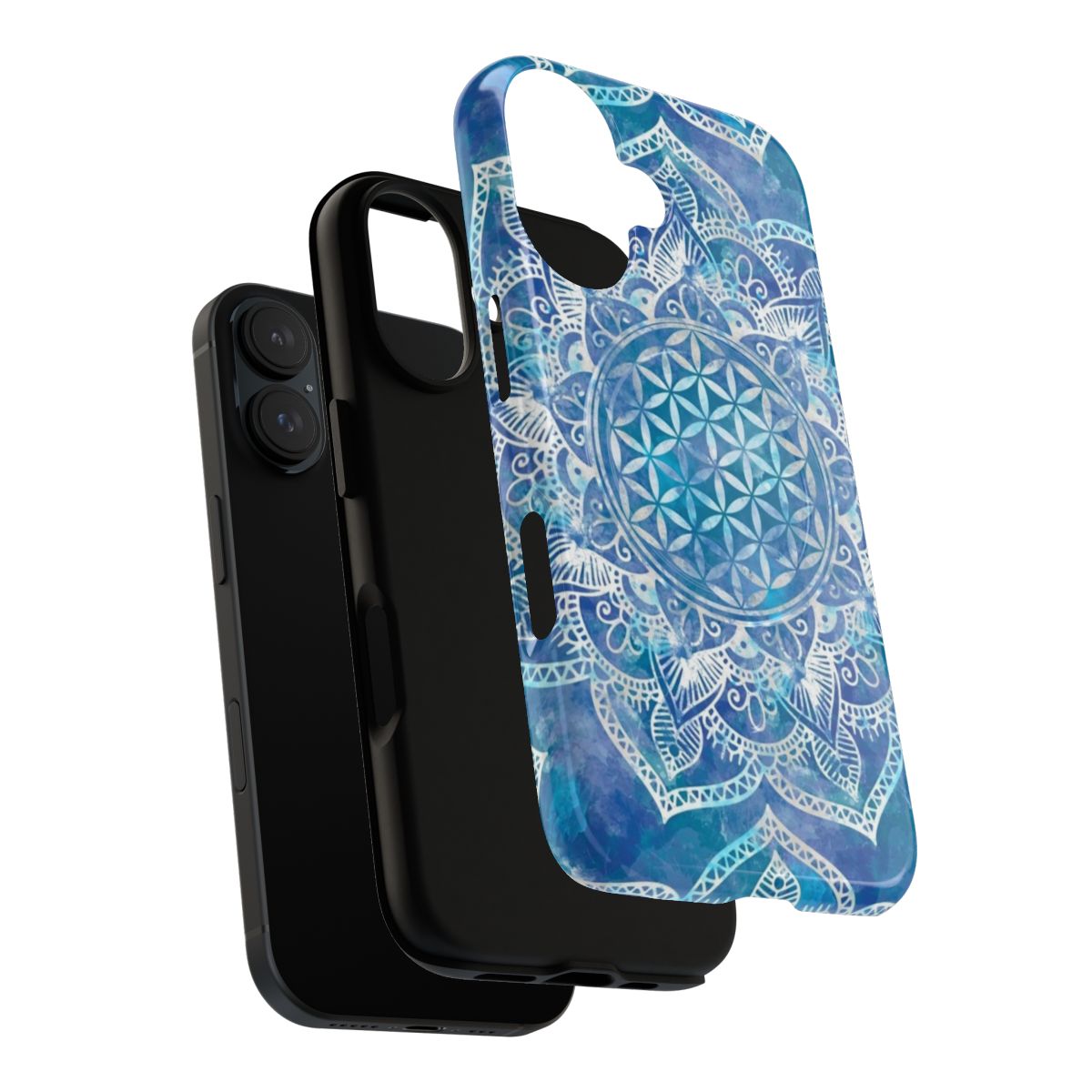 Watercolor Flower of Life Design on a Magnetic Tough Phone Case - Layers