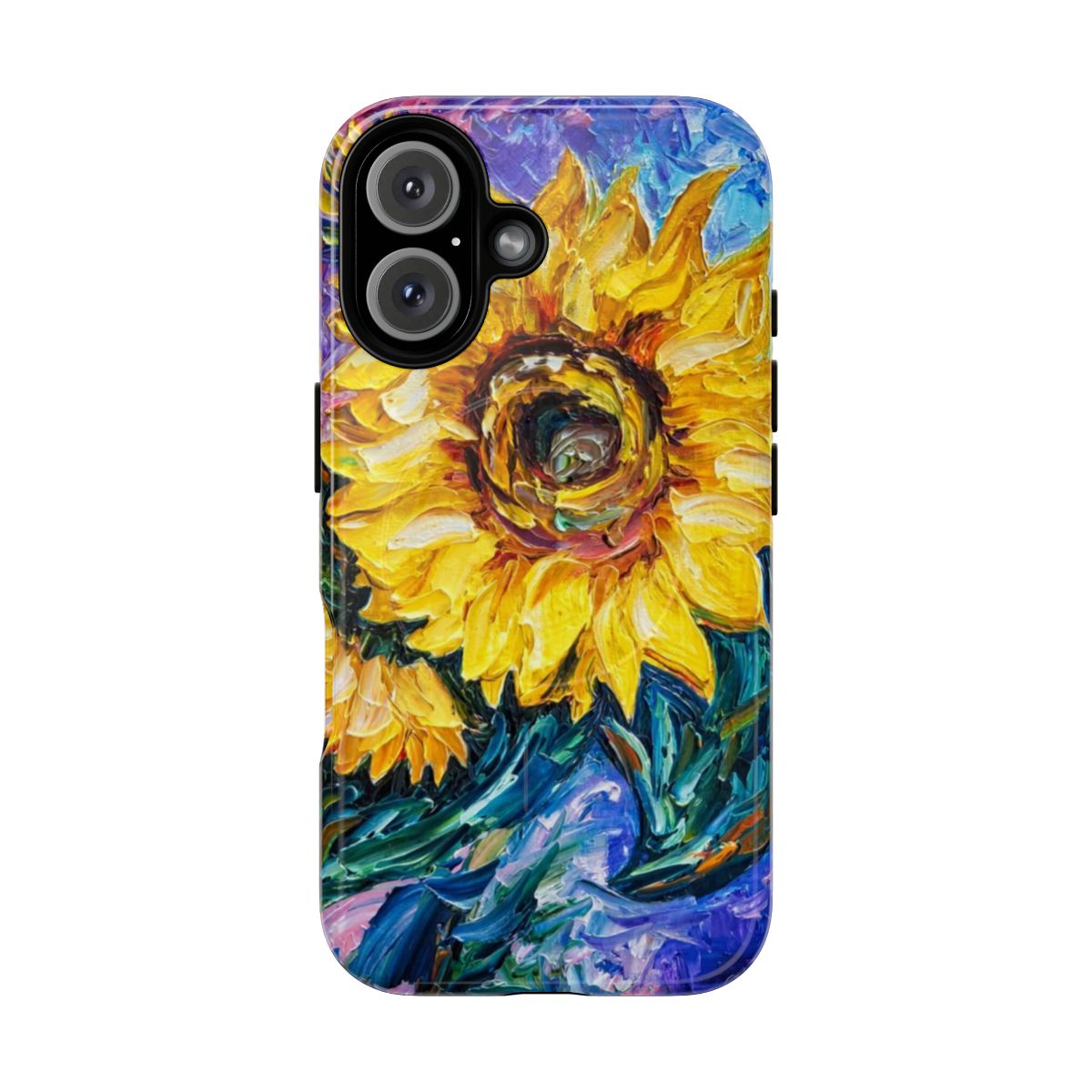 Sunflower textured palette knife painting on a magnetic tough phone case