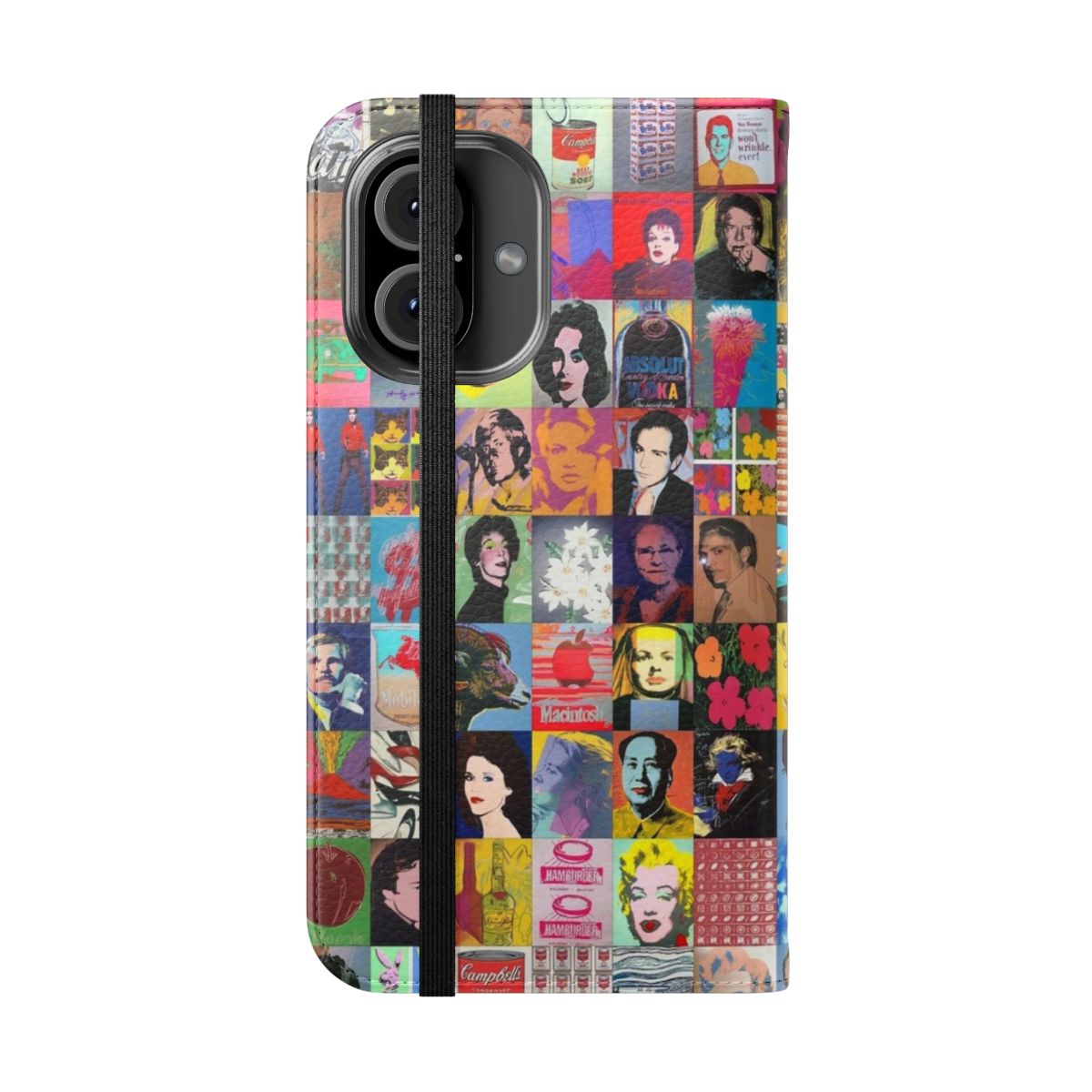 Colorful pop art phone case with Andy Warhol-inspired design - Folded Front