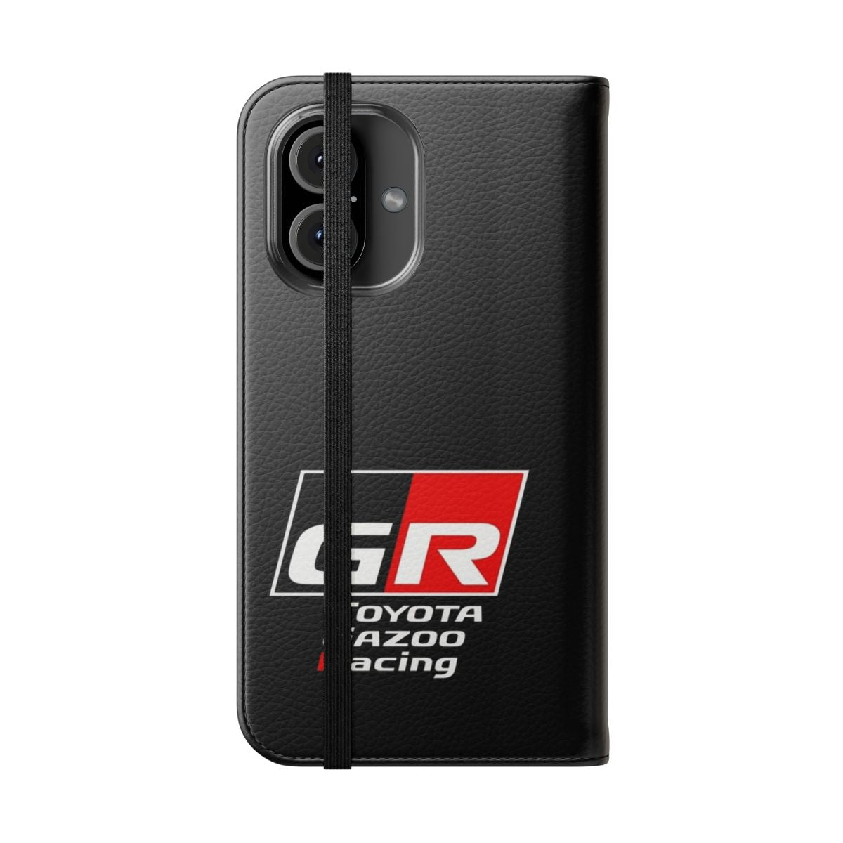 Toyota GR inspired phone case with a sleek, protective flip cover design. - Folded Front