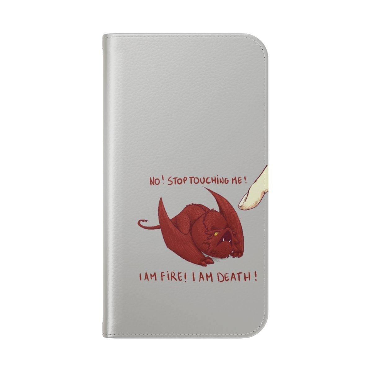 A dragon-themed flip cover phone case for Pixel devices, featuring the iconic dragon Smaug from the Lord of the Rings universe. - Folded Back