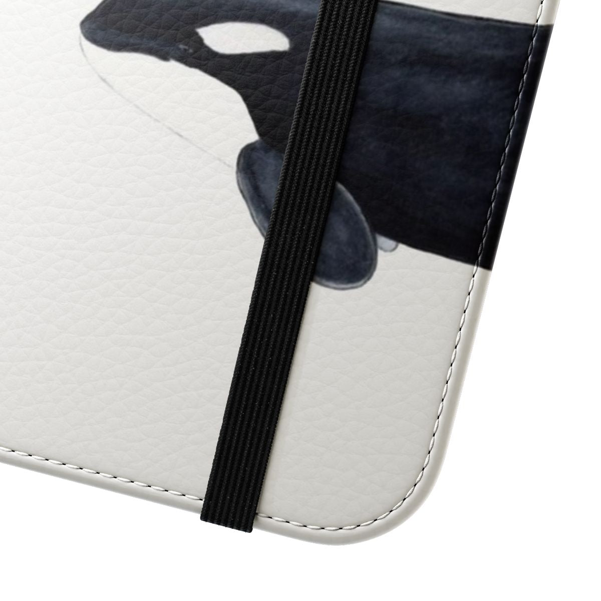 Orca whale illustration on a flip cover phone case - Close Up